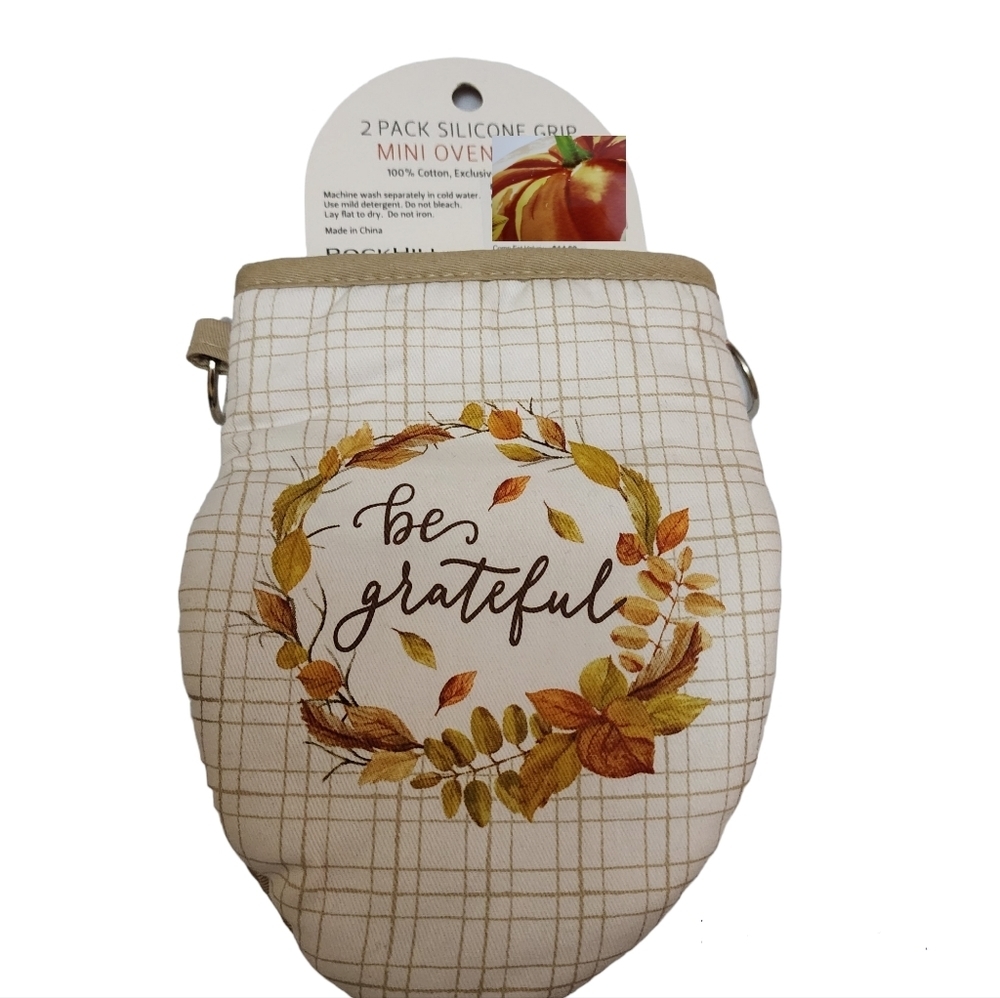 Silicone Grip 2 Harvest  Fall Pumpkin Mini Mitts Rockhill Home